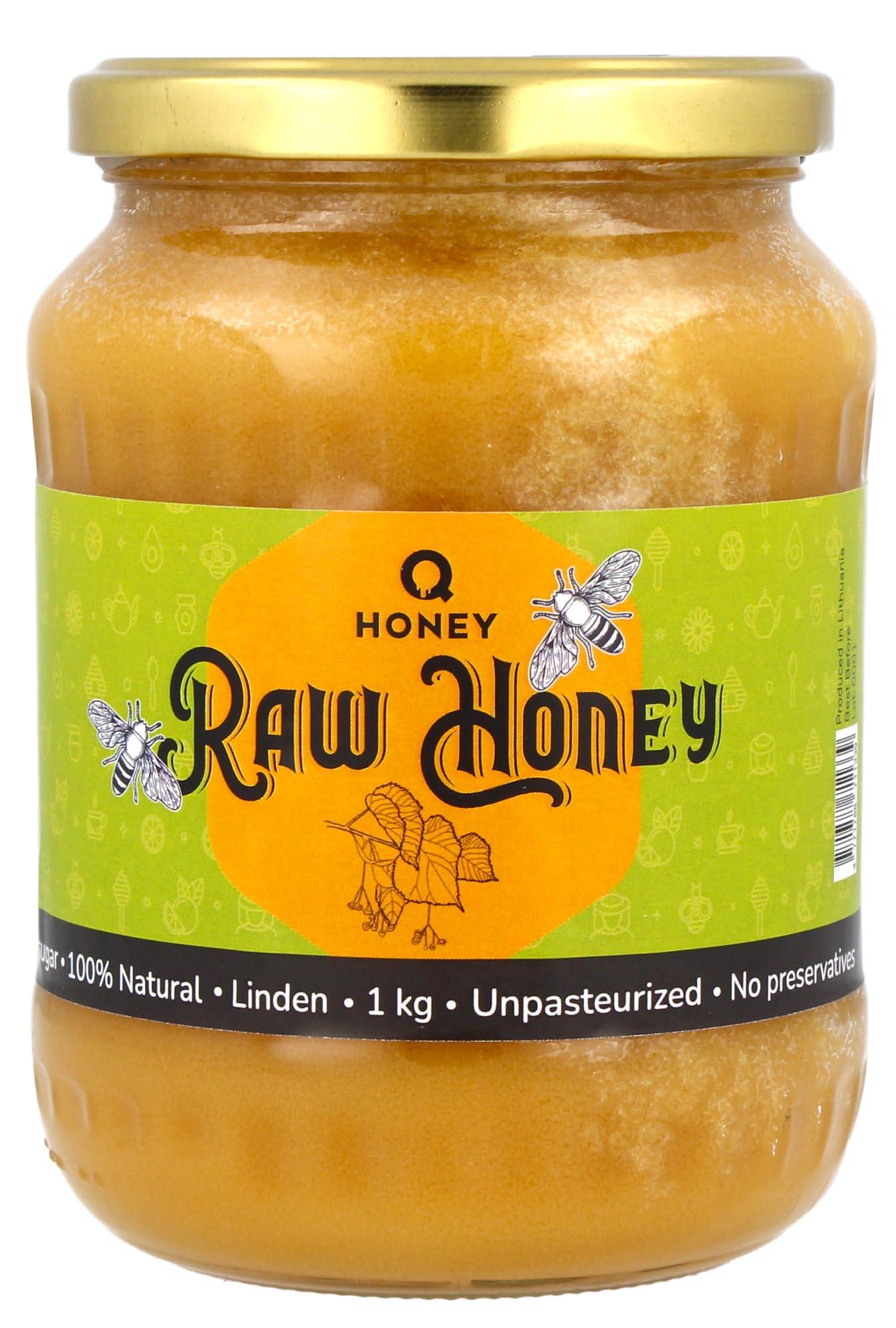 Pure Raw Linden Flower Honey, Unpasteurised and Natural, Directly from The Hive 1 kg, Unfiltered and Unheated - A Light, Soft Floral Honey with a Delicate Taste