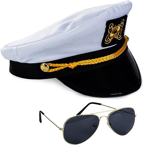 Sombrero de capitán de yate sombrero de marinero y gafas de sol de aviador disfraz de marinero Tigerdoe