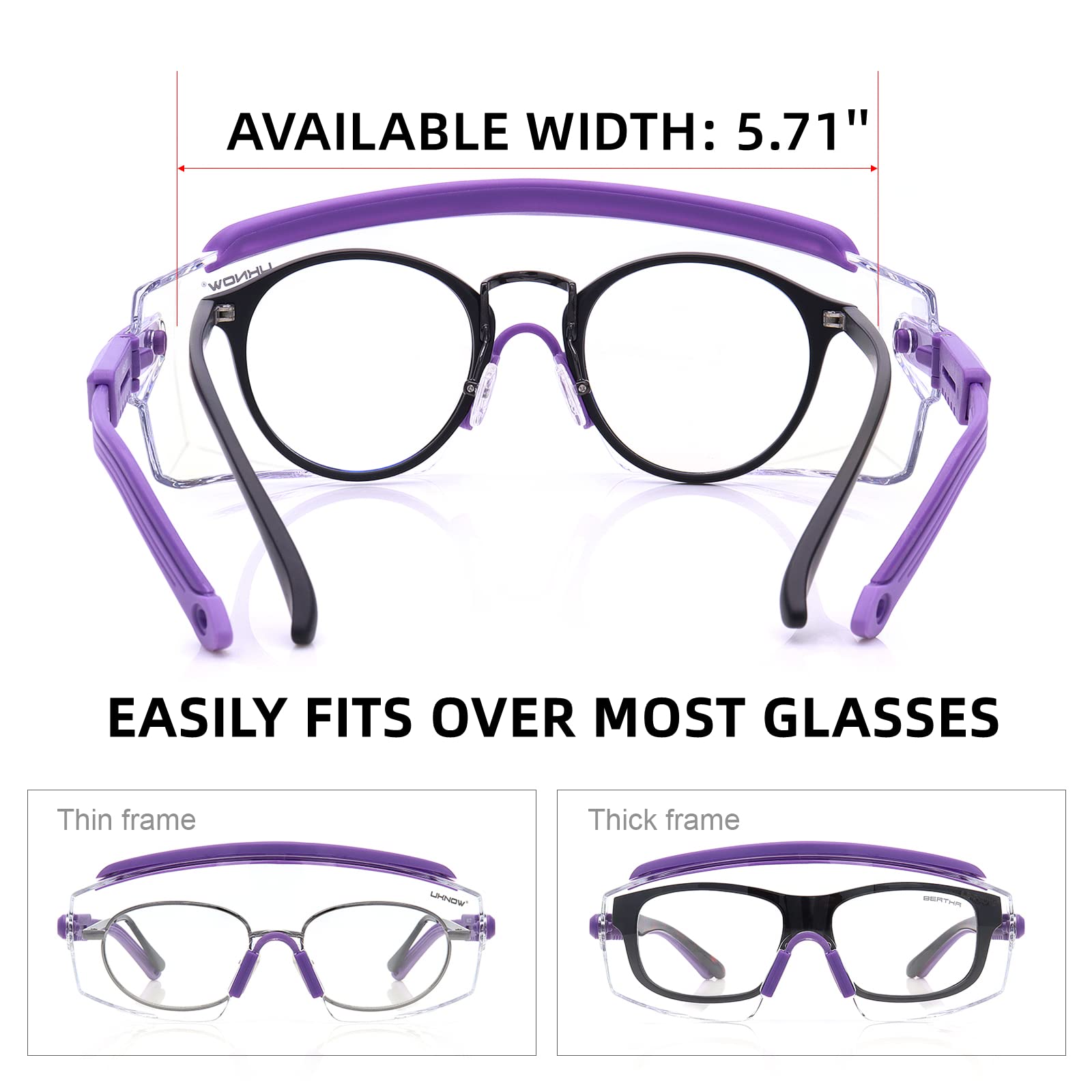UKNOW Gafas de Proteccion, Gafas de seguridad sobre gafas anti niebla, lente transparente antiarañazos, gafas protectoras ANSI Z87.1