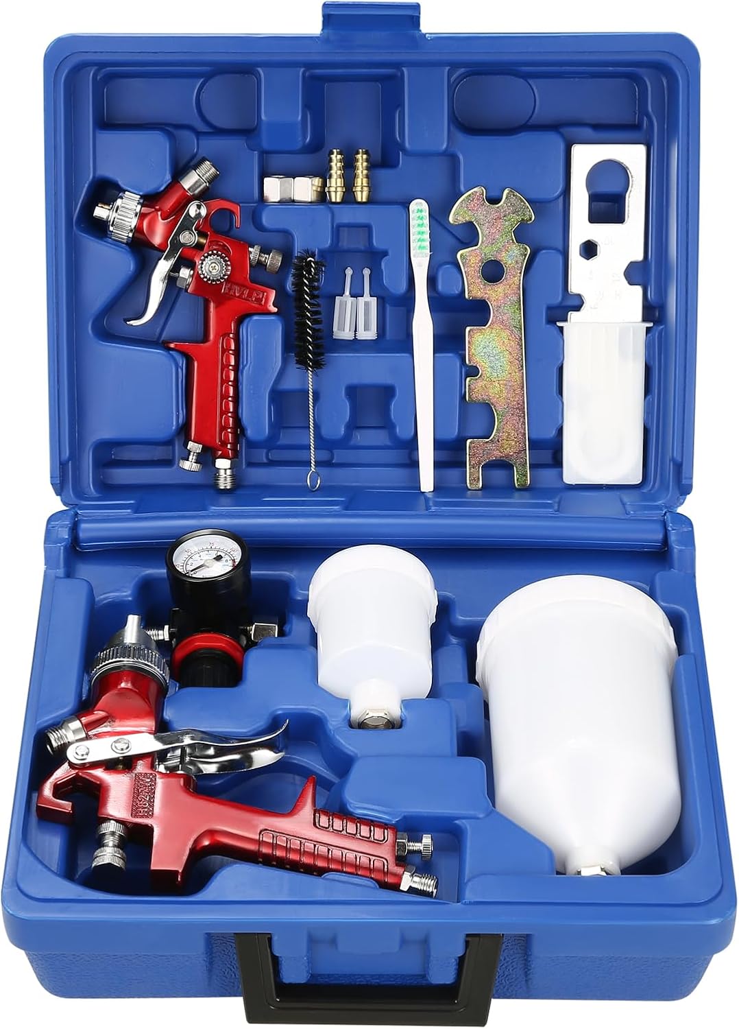 HVLP Air Gravity Spray Gun Set, 2Pcs Sprayer Paint Gun with 0.8mm 150ml