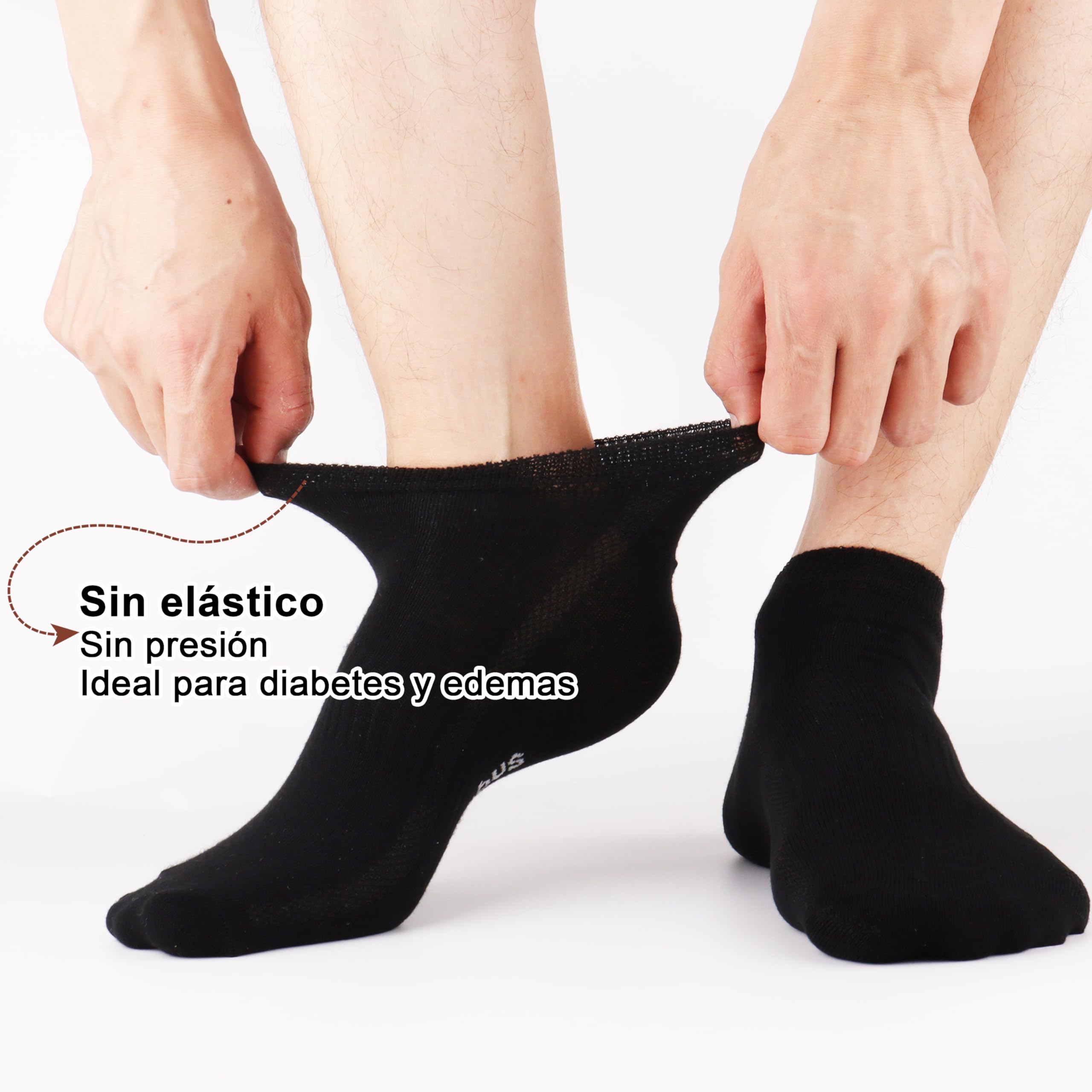 Jeasona 8 Pares Calcetines Bambu Hombre 43-46 Calcetines Diabeticos Hombr Tobilleros Negro Antisudor Transpirables Finos sin Goma Meias Homem Verano