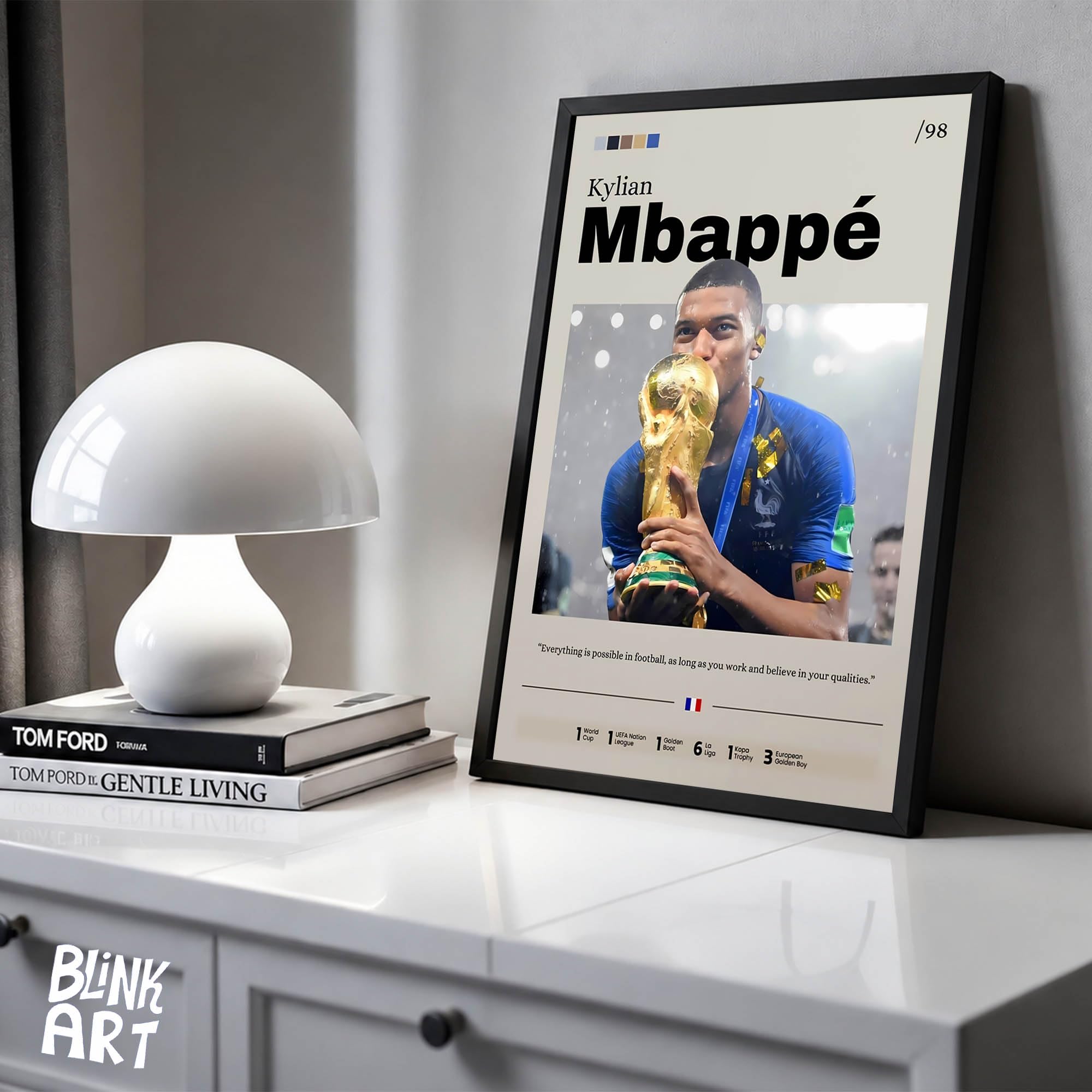 Kylian Mbappe Football Poster - Framed Wall Art -3