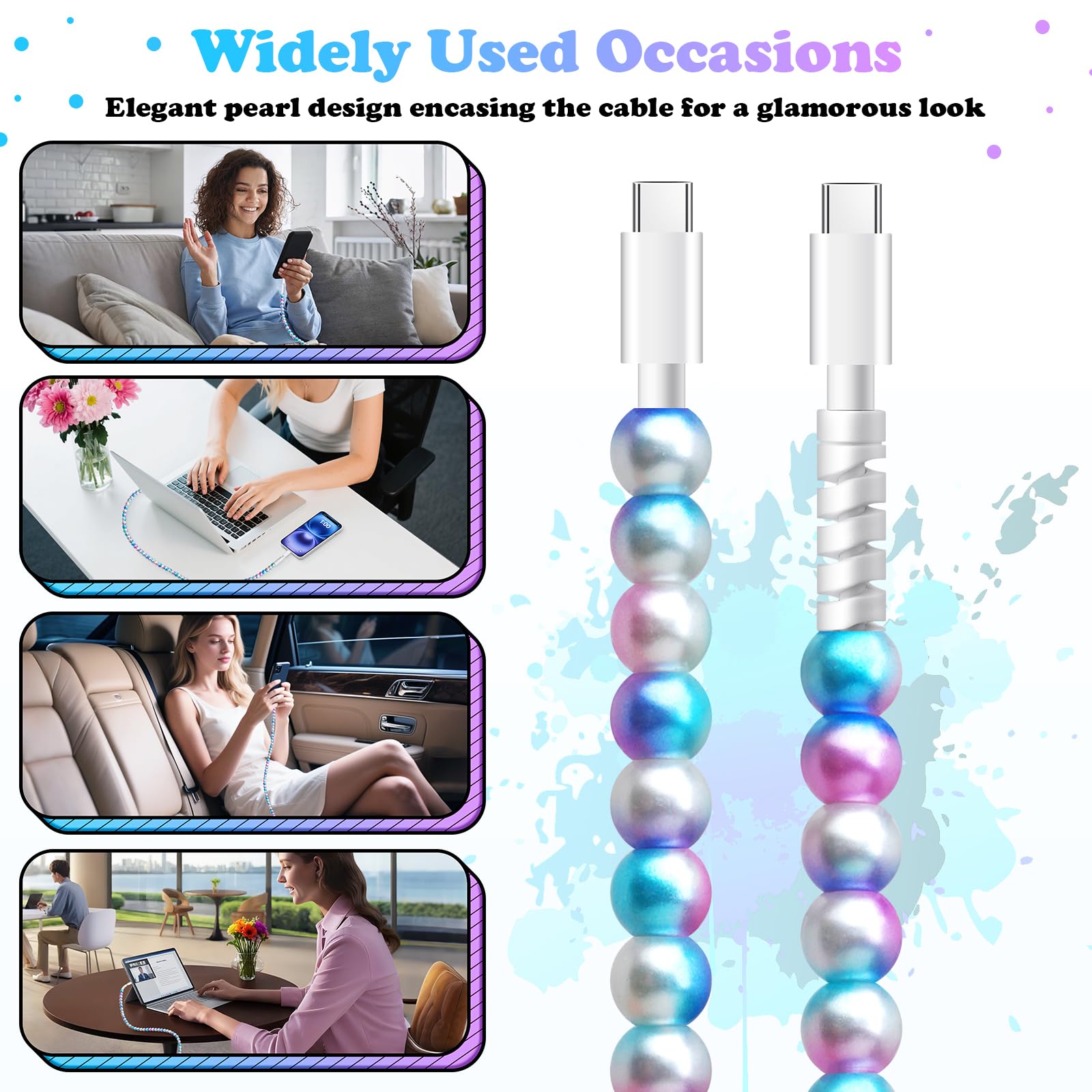 Kabel USB C do ładowania iPhone 16 1 m dziewczyny słodkie koraliki koraliki kabel do ładowania telefonu iPhone 16 Pro Max 15 Pro Max Plus Galaxy S25 S24 S23 S22