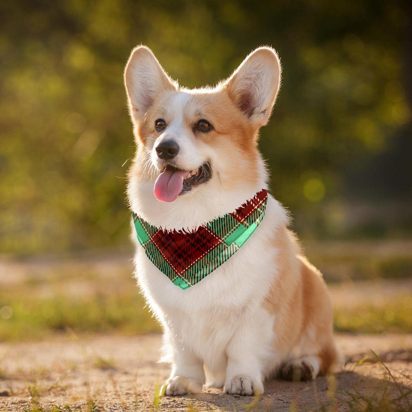 Weihnachts-Hundehalstücher, 2 Stück, Rot-grün Kariert, Mit Quasten, Für Kleine Hunde/Katzen, Wendbar