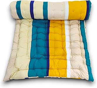 Soft Cotton Mattress Foldable Light Weight Filled Single Firm Mattress| Gadda (3D Design Printed, 1 Sleeping Capacity, 3 x 6 ft or 72 x 36 Inches) (Beige Design Mattress)