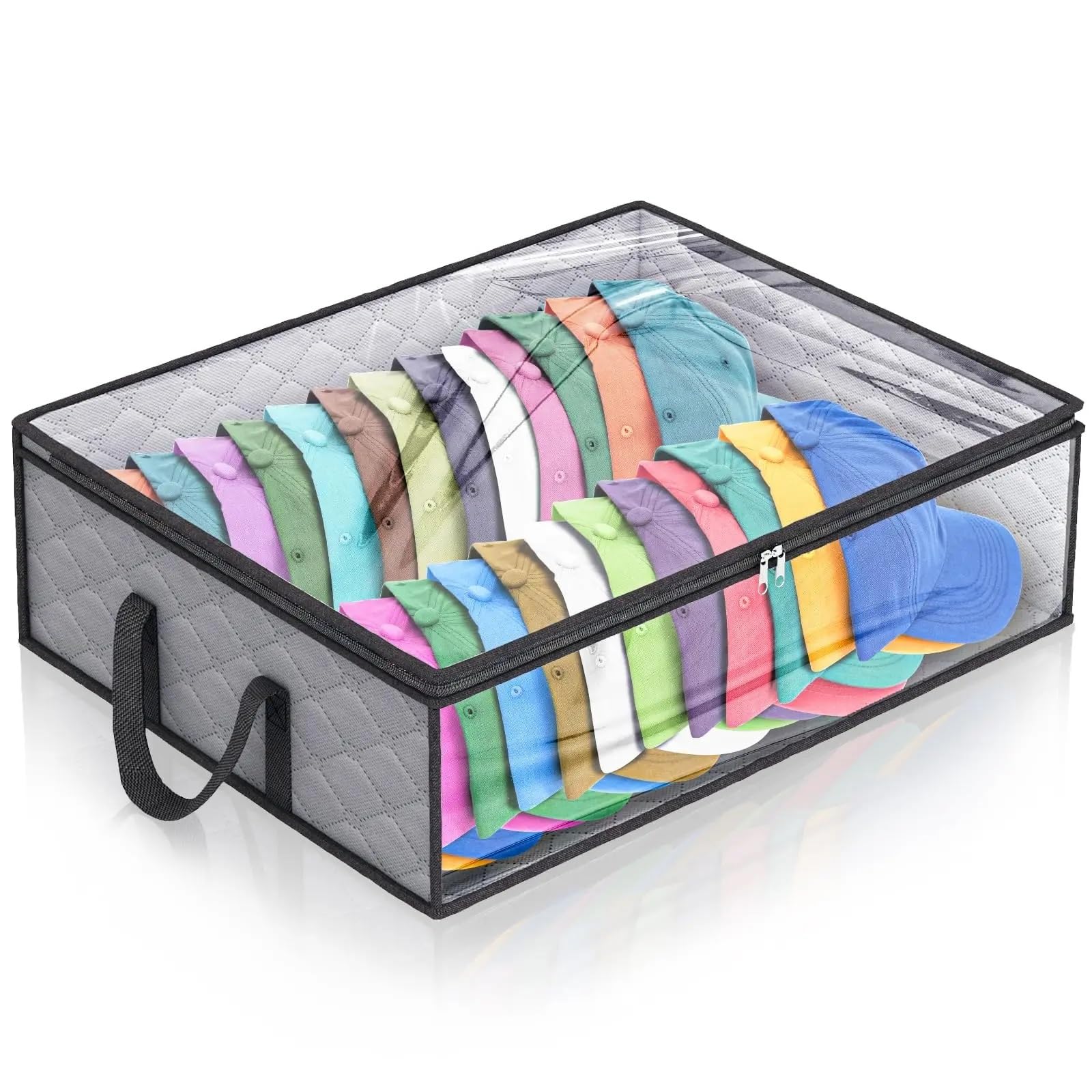 PPQIRU Hat Storage for Baseball Caps Wide Organizer Sports Bag Racks Holder for Closet Case Capbox For Organization(Grey)
