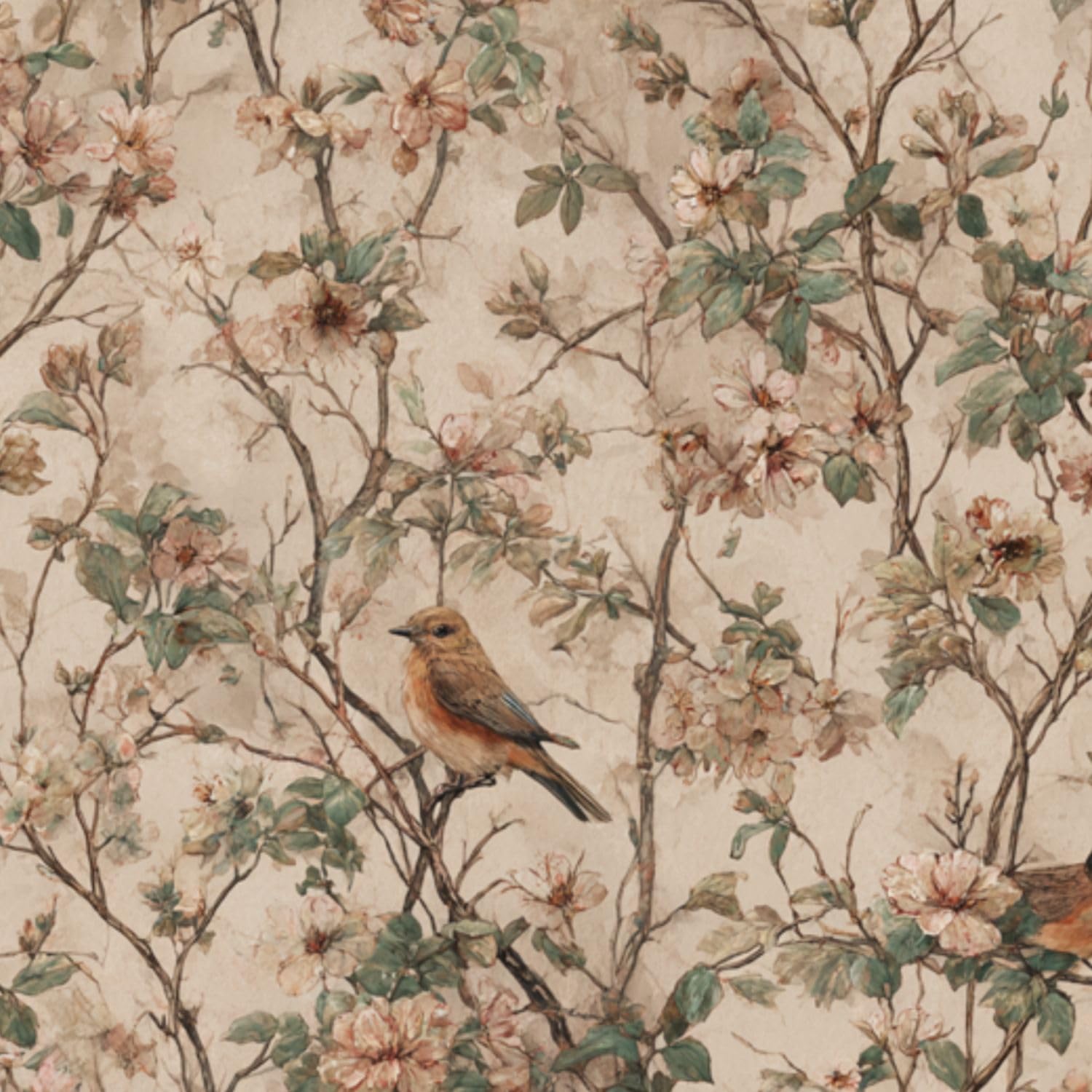 DERUINVAIO Self Adhesive Feature Removable Romantic Wildflower Garden Peel and Stick Vinyl Wallpaper Roll, Sticky Lining Paper for Bedroom, Living Room, Kitchen Walls