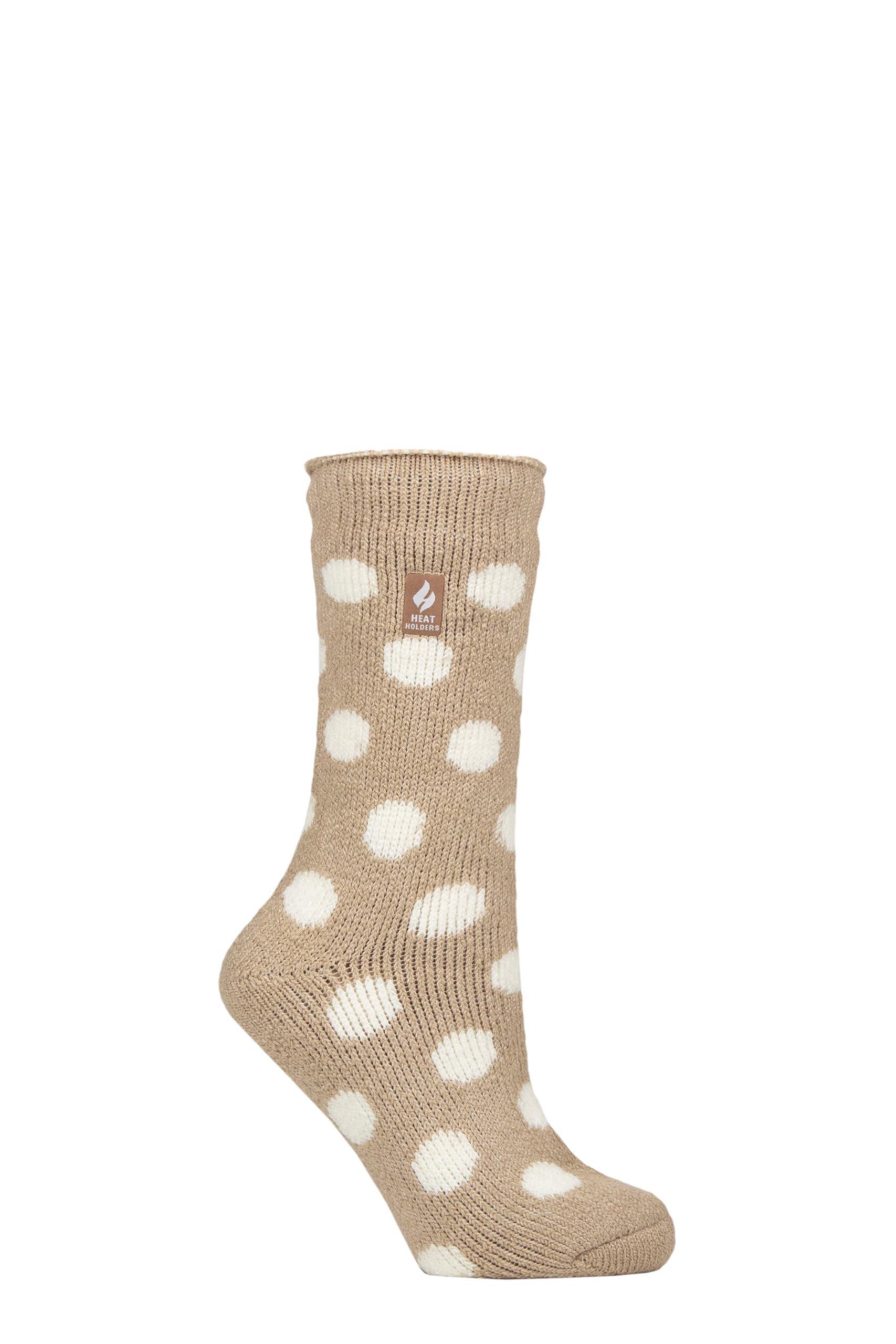 Heat Holders Women's Bold Spot Oat Twist Sockshop Socks - 2.3 Tog Thermal, Warm, Cosy, Patterned, Pack Of 1 Size 4-8 4-8