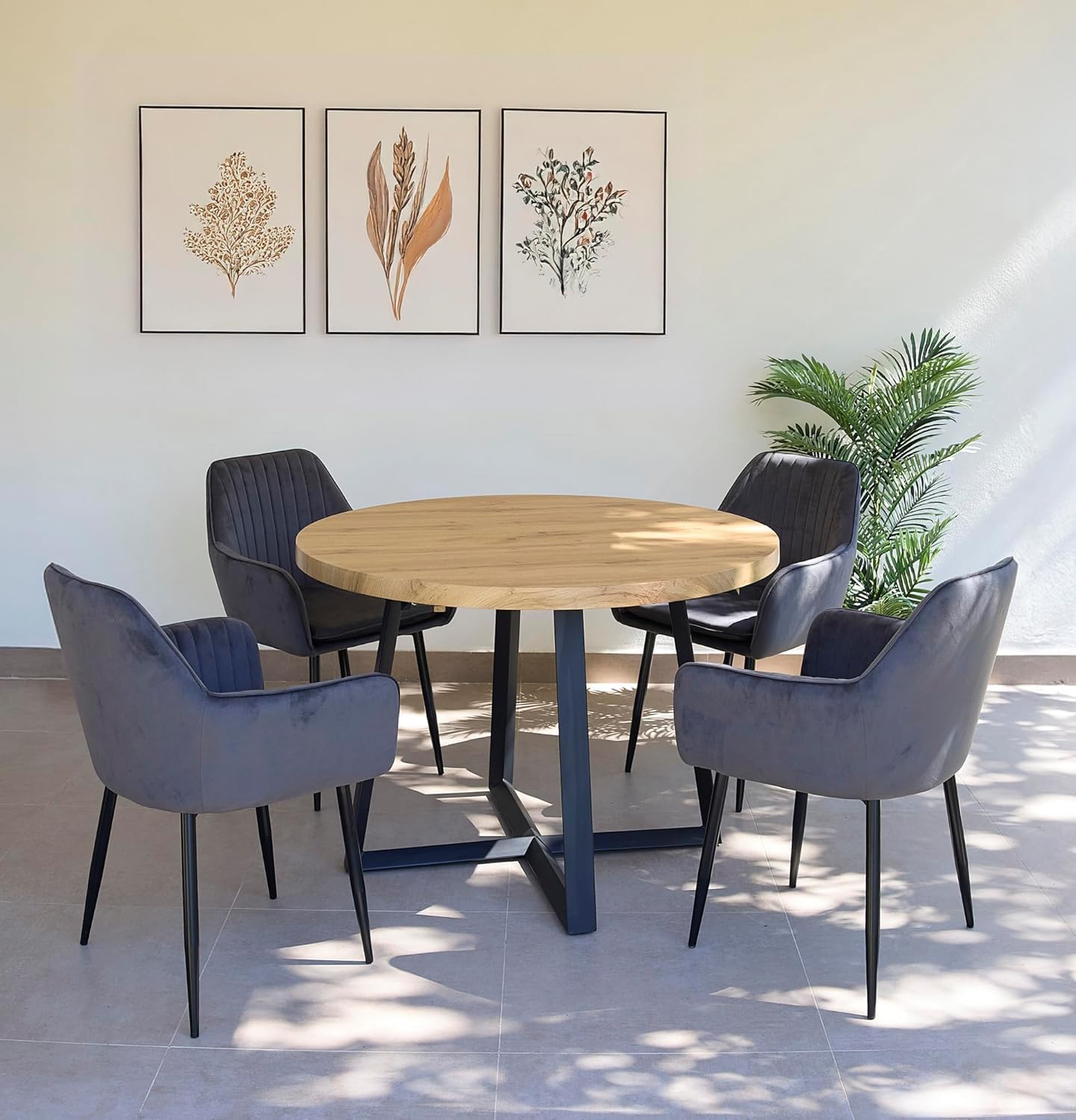 DUPI Sillón de Comedor JAVEA, Butaca tapizado en Antelina, Diseño Moderno, 58x58x86 cm (Pack 2 Unidades, Gris)