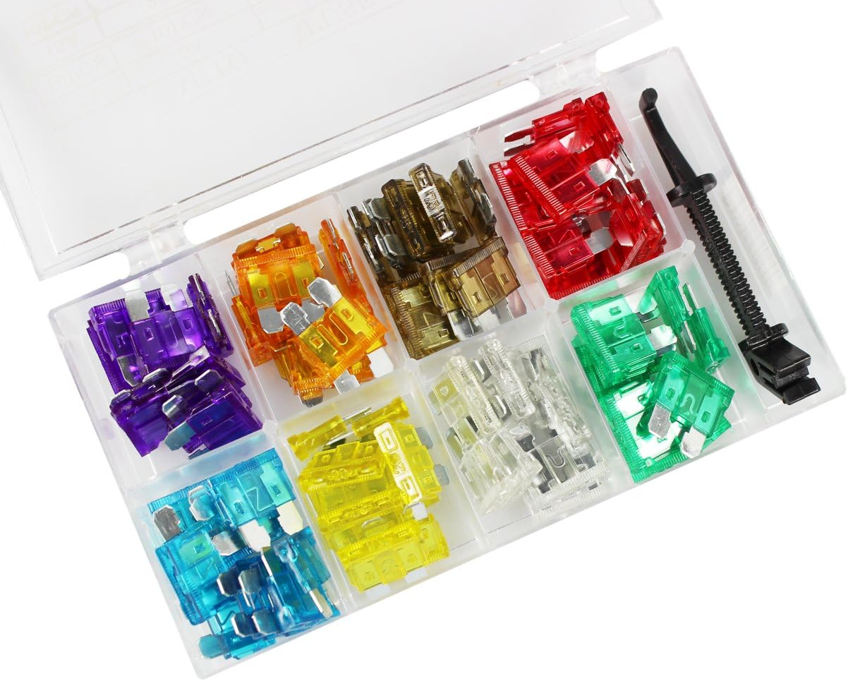 COMFOUR® 80piece car fuse set in plastic box incl. Safety puller (8