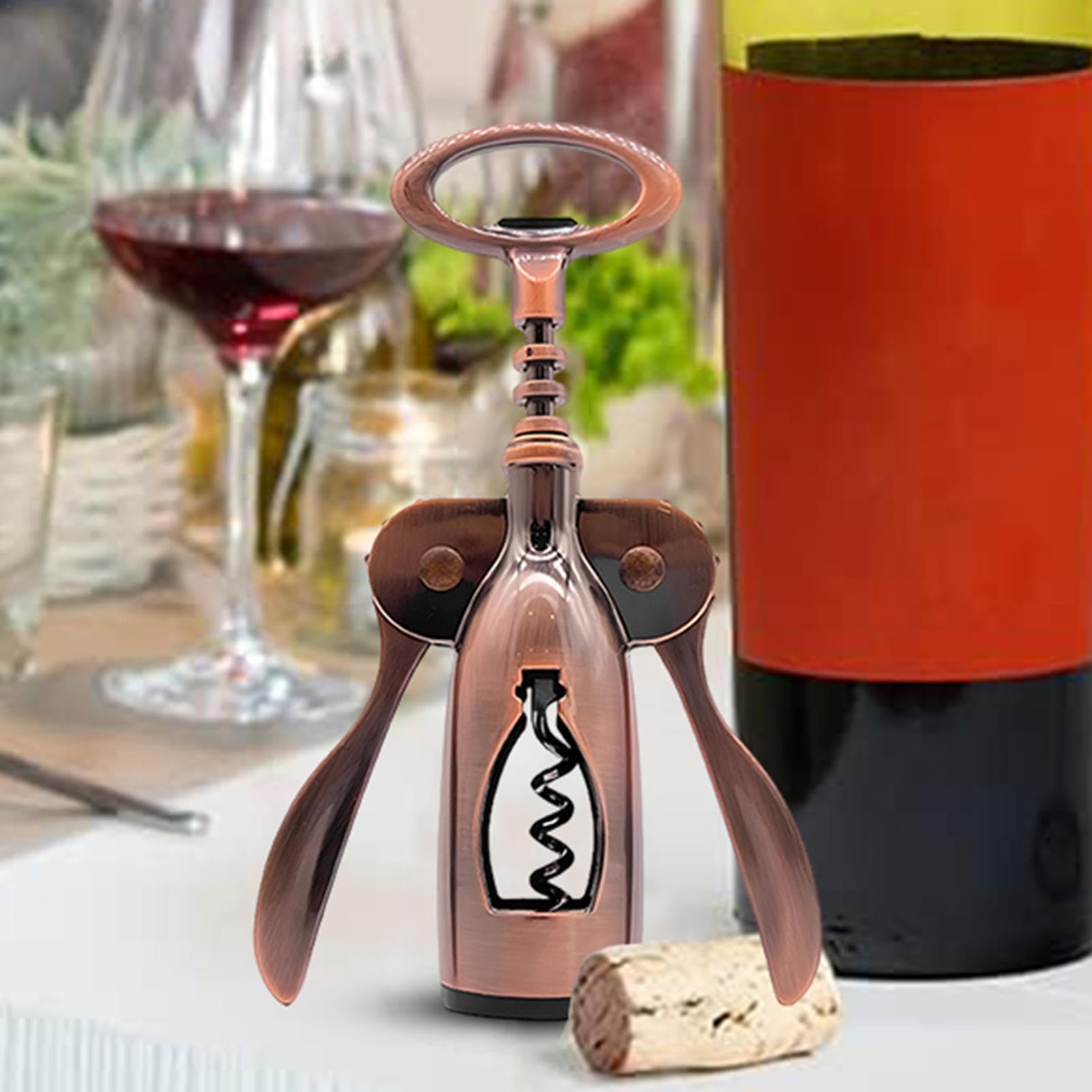 Abrebotellas de vino de diseño de 2 modelos – Sacacorchos de aleación de zinc, retire el tapón de cerveza | Juego de abridor de vino de sacacorchos de servidor profesional, sacacorchos multifuncional