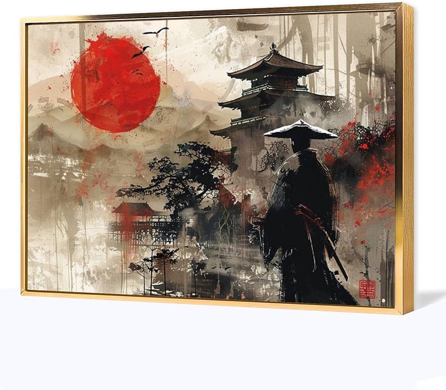 Amazon.co.jp: 絵画 武士インテリア 絵画 イラストアート 油絵