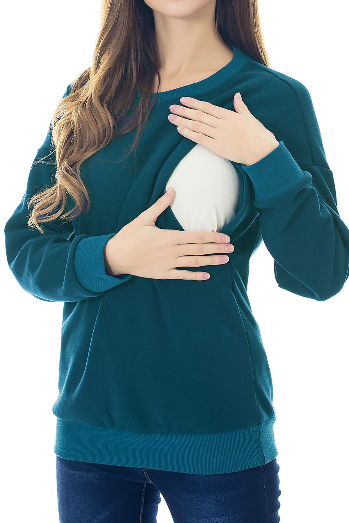 Smallshow Stillen Sweatshirt Langarm Teal S