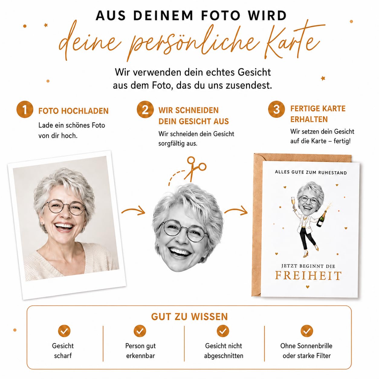 Personalisierte Ruhestand Karte mit Foto | Lustige Karte zur Rente für Kollegin | Abschiedsgeschenk Lieblingskollegin | Karte zur Pension