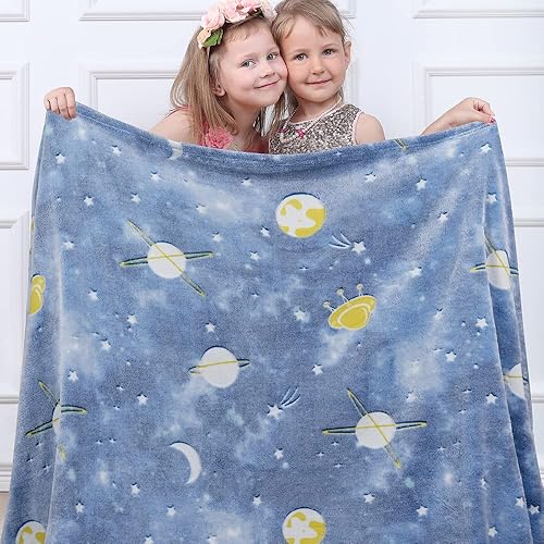 Miniatura 7 de PAVILIA Manta que brilla en la oscuridad, regalo de planeta espacial para niñas y niños, manta de juguete para niños de 1, 2, 3, 4, 5, 6, 7, 8, 9,