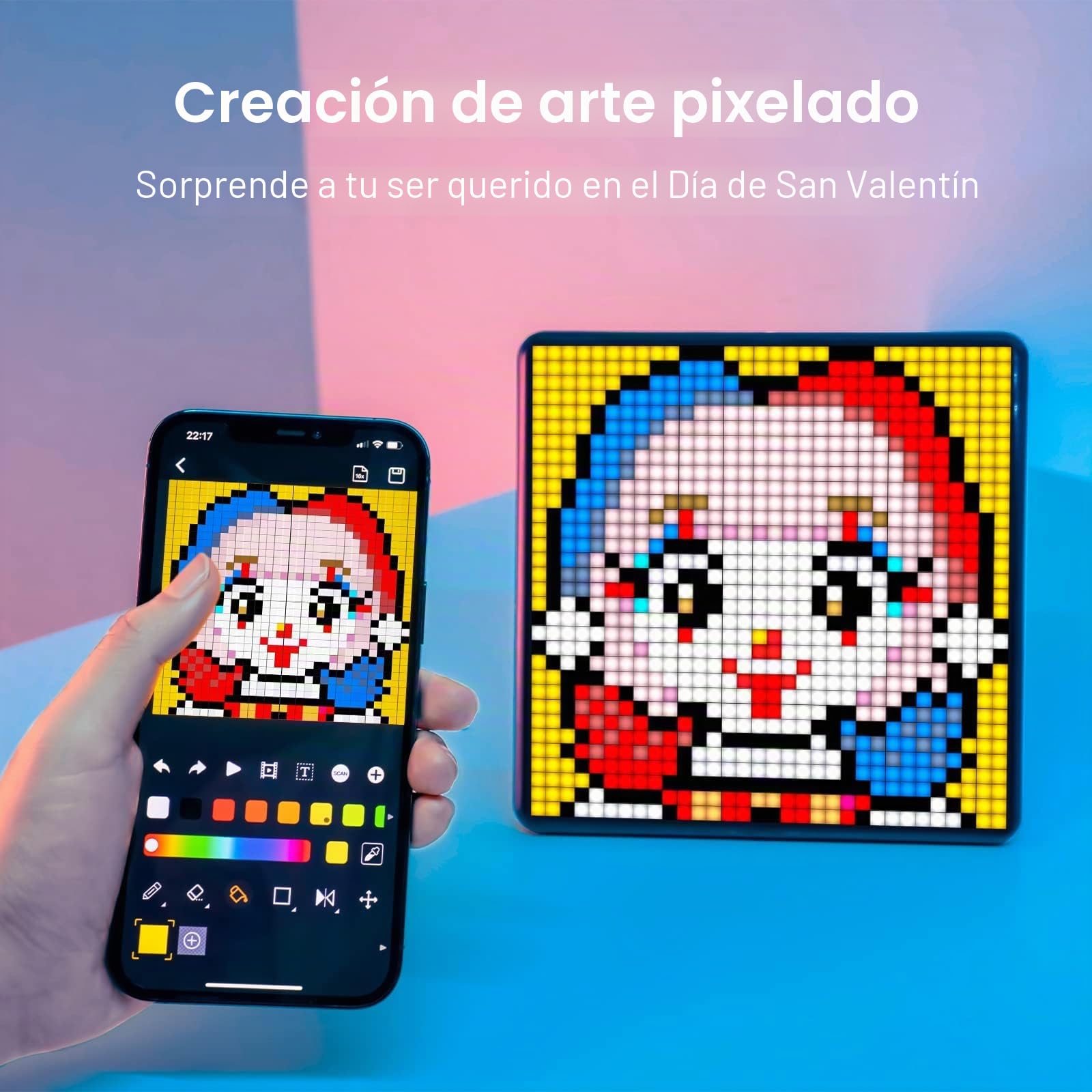 Divoom Pixoo-MAX Pixel Display, App Pantalla de Control de teléfono Celular con Pantalla LED programable de 32 x 32 para decoración del hogar, Publicidad de Negocios