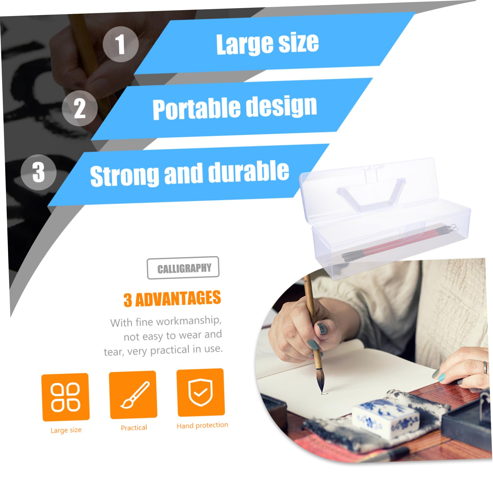 HOODANCOS Calligraphy Tool Box Storage Holder Paint Box Handle 2 Pcs Easy to Carry Storage Case for Art Tools Organized Efficient