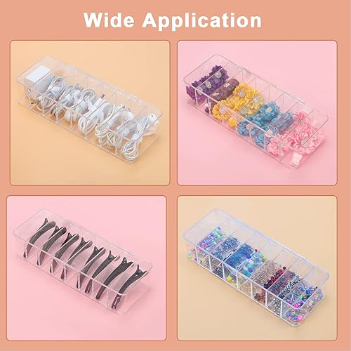 Miniatura 7 de Caja organizadora de cables, caja de almacenamiento de plástico, caja organizadora de cables de alimentación con 10 lazos de goma para oficina,
