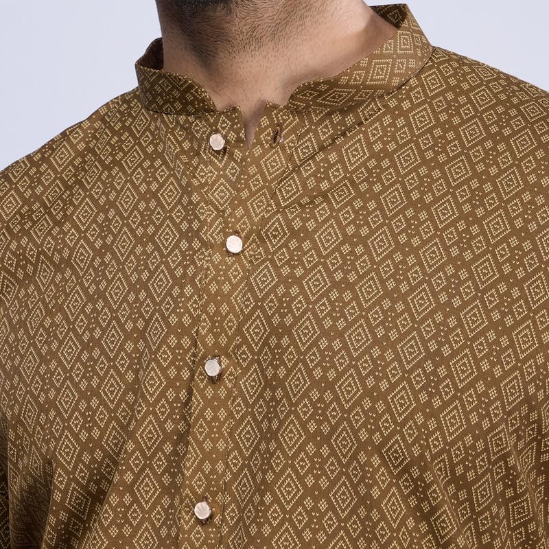 Image of BELLAZO Men's Premium Cotton Printed Regular Kurta | Stylish Kurta for Weddings /Festivals