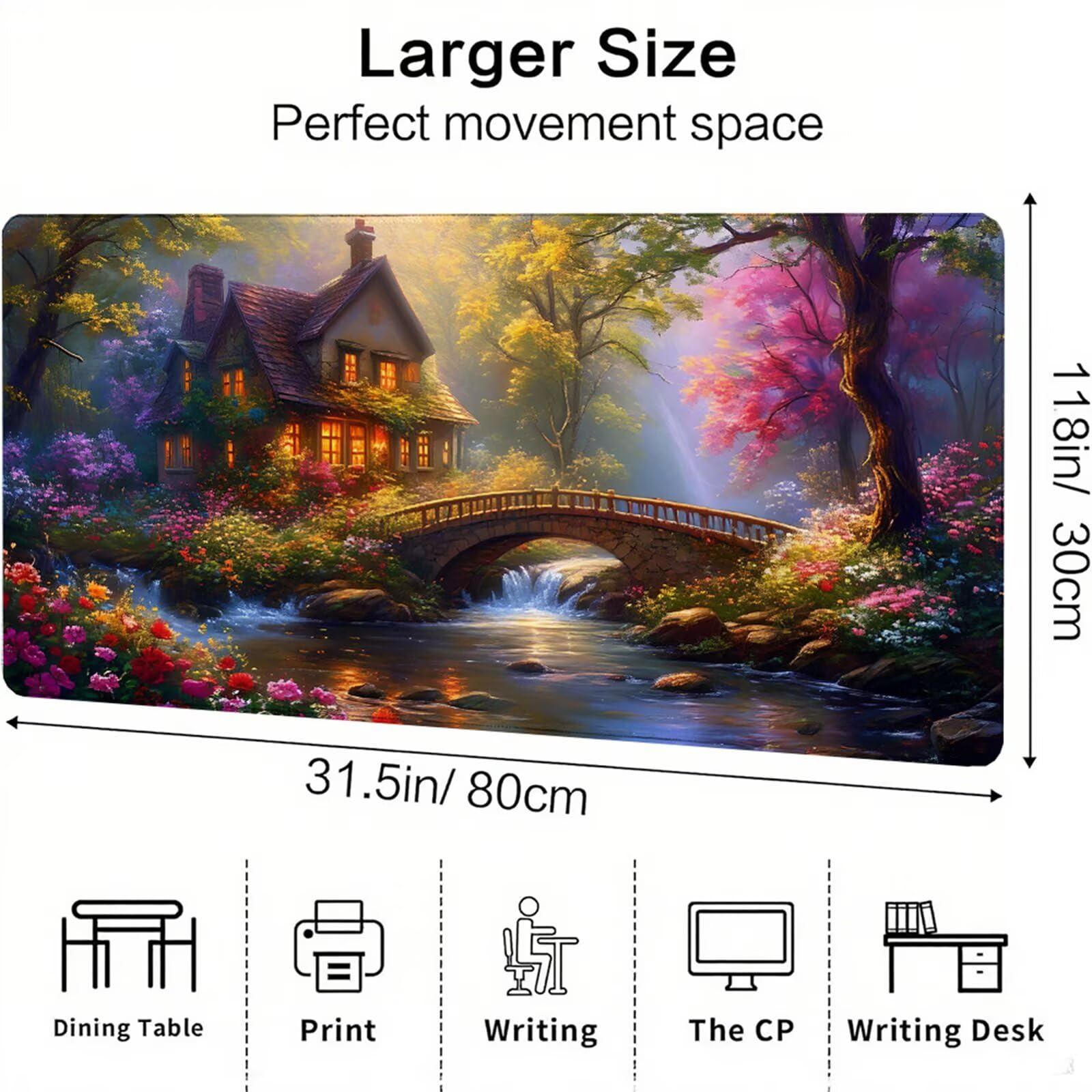 Kolorowa podkładka pod mysz XXL 1200 x 600 x 3 mm uchwyt pod biurko akcesoria antypoślizgowa gumowa podstawa i zszyte krawędzie podkładka pod mysz dla graczy do dekoracji biura dekoracyjnego, prezenty
