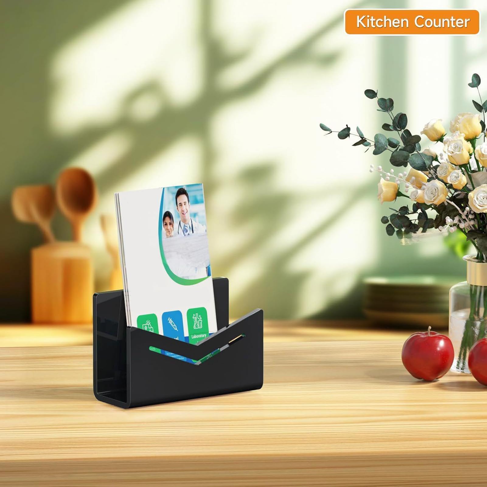 Soporte para correo de escritorio, pequeño soporte acrílico para archivos, estante de almacenamiento de archivos, clasificador de postales para documentos, recibos de papel, cuadernos, aula