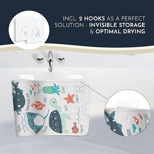 Miniatura 15 de Alfombrilla de Bañera Antideslizante Antimoho para Niños Libre de BPA con Ganchos - homerella® Animales Marinos del Océano 40x16, Alfombrilla de Abc