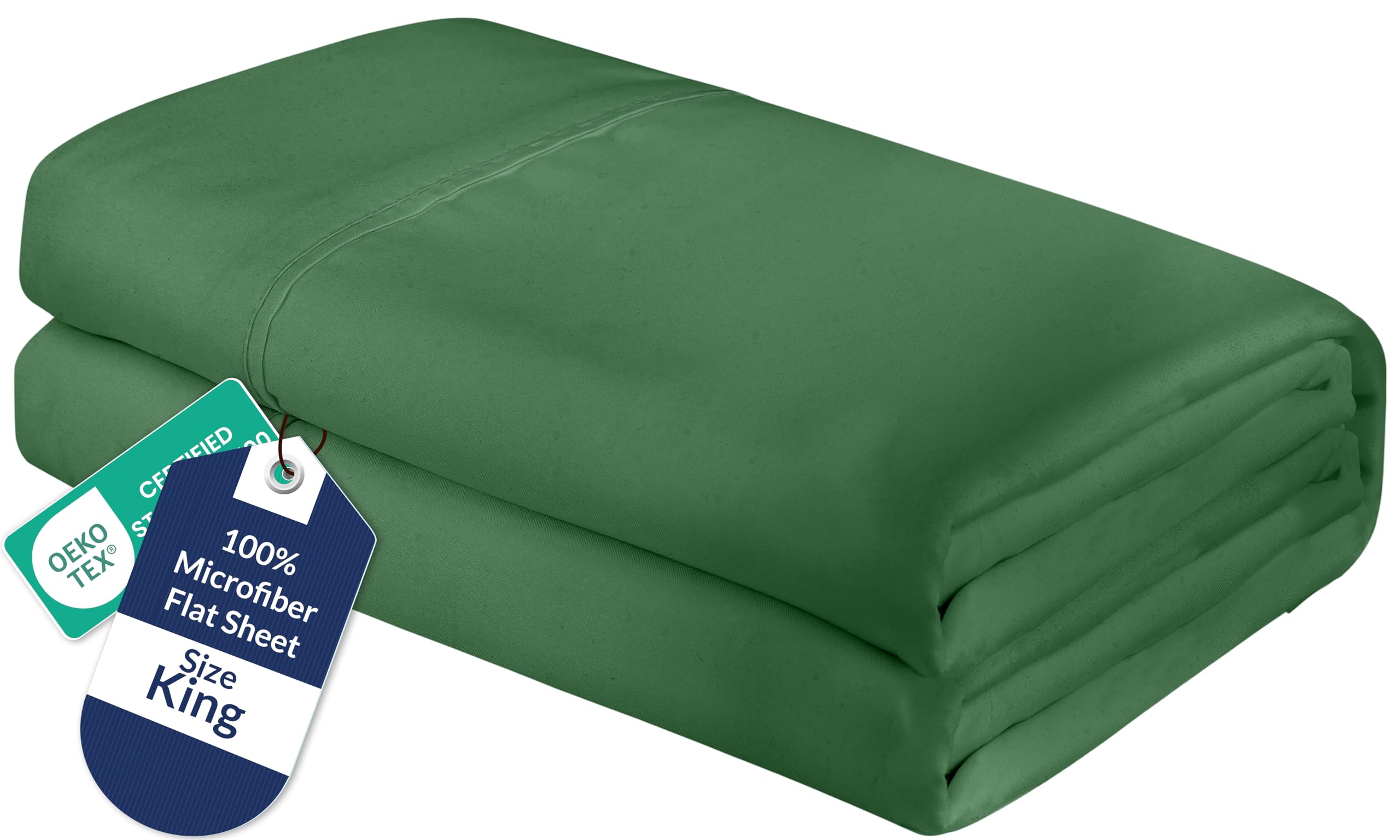 Royale Linens King Flat Sheet - Ultra Soft Brushed 1800 Microfiber Flat Sheets Only - Wrinkle Free &amp; Stain Resistant - Hotel Quality Top Sheet for Bed (King, Hunter Green)
