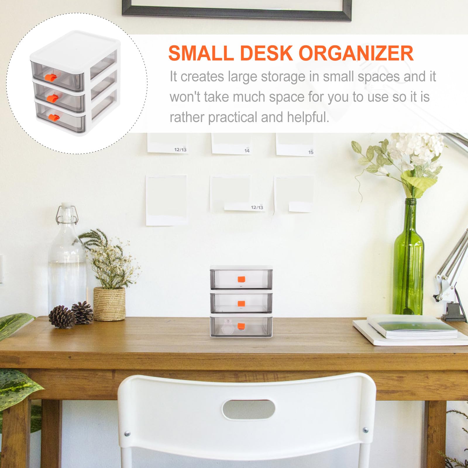 Yardwe Organizer da Scrivania Bianco in Materiale Sintetico 3 Strati e Cassetti Multipiano, Leggero e Moderno per Ordinare e Conservare Documenti in Ufficio