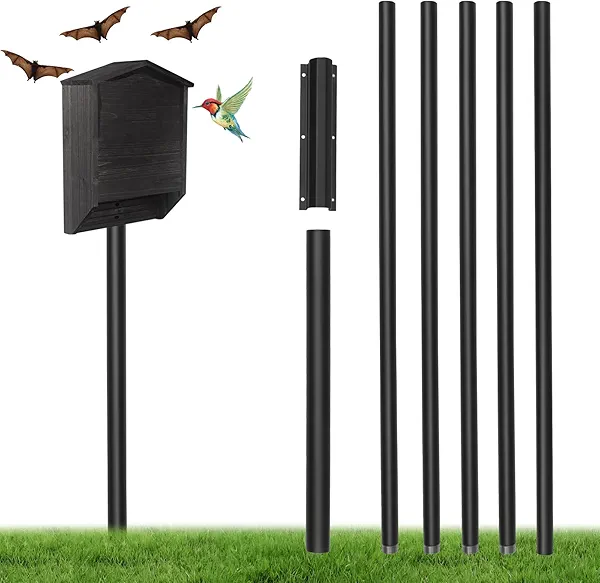 Bat House Pole 15 FT, Telescoping Bird House Pole with Ground Socket for Outdoor Use, Heavy Duty Metal Purple Martin House Pole for Birdhouses and Wildlife Nesting