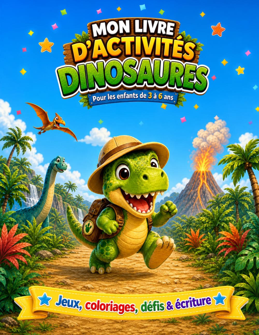 Mon Livre d'Activités Dinosaures: 60 activités pour les enfants de 3 à 6 ans : Coloriages, Labyrinthes, Jeux logiques et Exercices d'écriture