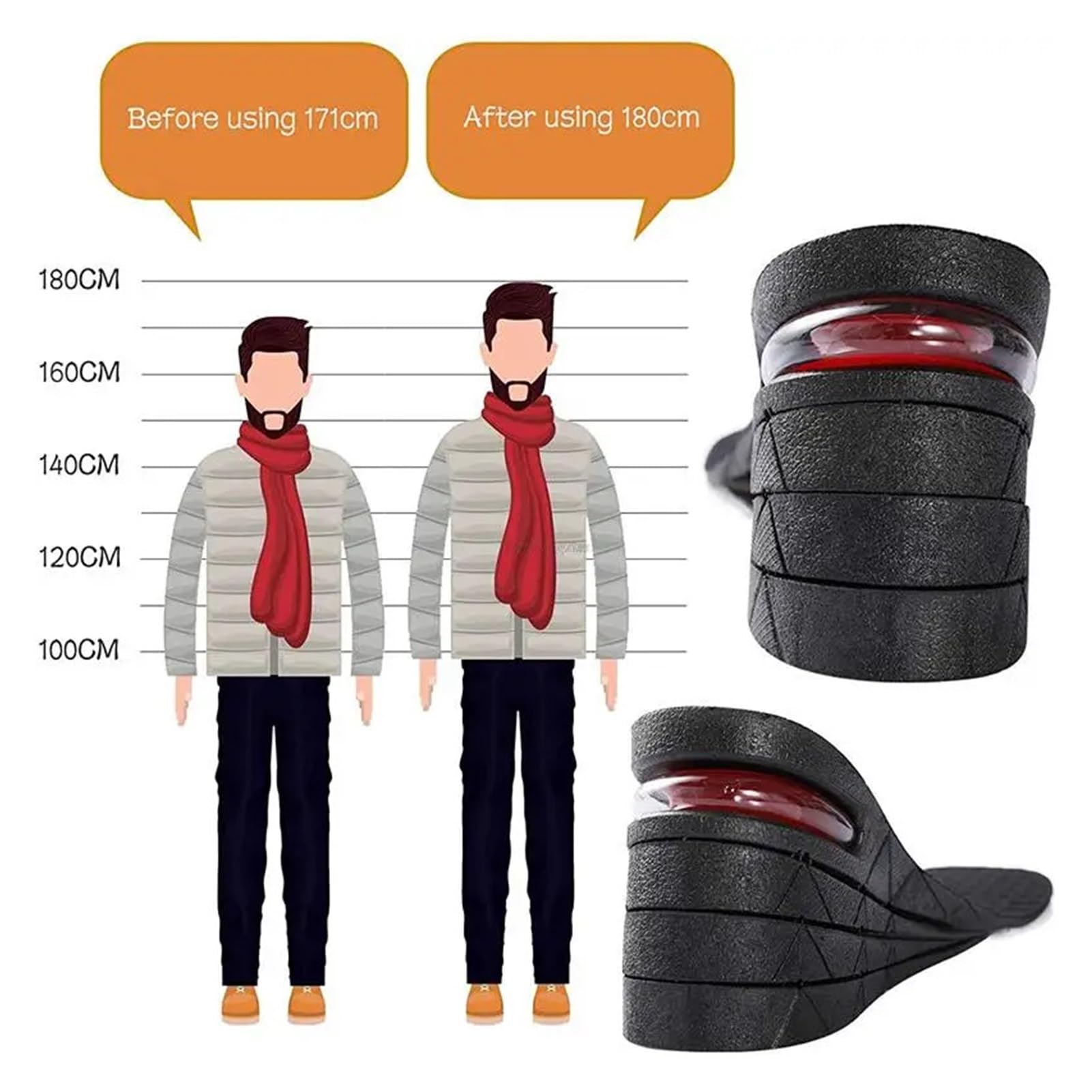 Plantillas for aumentar la altura, cojín de aire for zapatos, inserto de elevación for hombres y mujeres, plantilla Invisible Variable de 3-9cm, almohadilla de soporte for taller de corte ajustable(9C