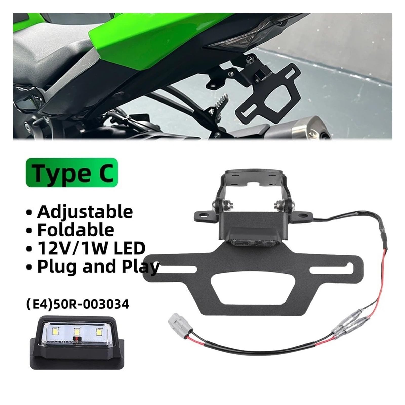 Pasuje Do Kawasaki NINJA ZX6R ZX636 2025 Zestaw Eliminujący Błotnik Tail Tidy Ramka tablicy rejestracyjnej Uchwyt