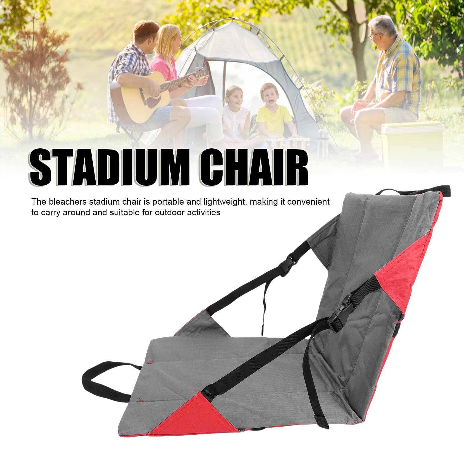 Stadionstuhl mit Rückenstütze, Tragbarer, Klappbarer, Bequemer Boden-Stadionsitz für Musikfestival, Outdoor-Angeln, Camping, Wandern, Strand, Camping-Bodenstuhl