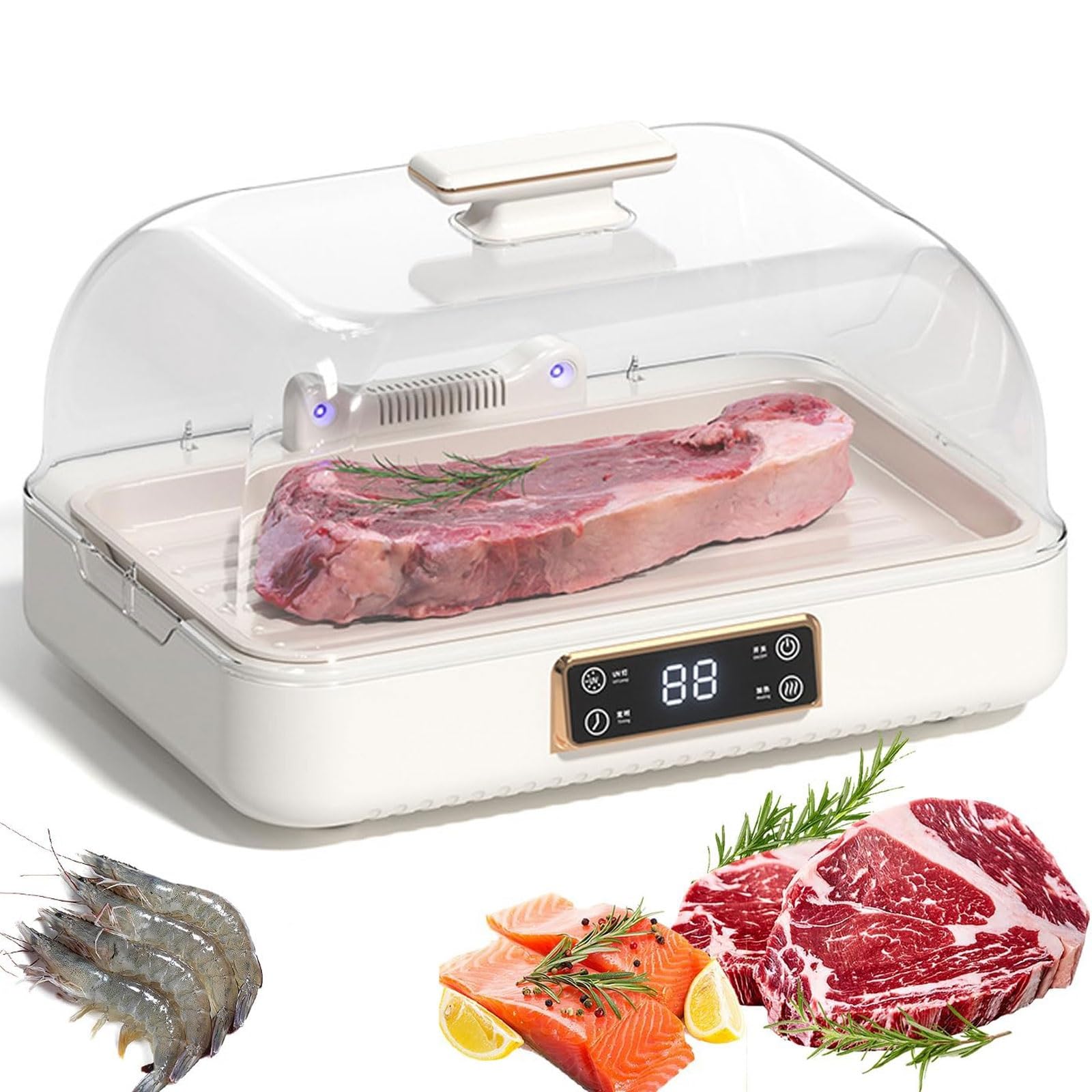 Tagliere elettrico per scongelare la carne da 8 litri, con regolazione a 3 velocità, ciclo di calore a 360°, temperatura costante per scongelare rapidamente gli alimenti surgelati a casa