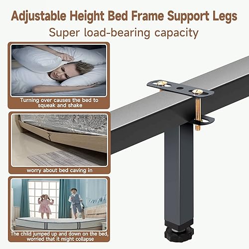 Miniatura 2 de 4 patas de soporte central de altura ajustable para marco de cama, patas de soporte de listones de cama para marco de cama de metalmadera, patas de