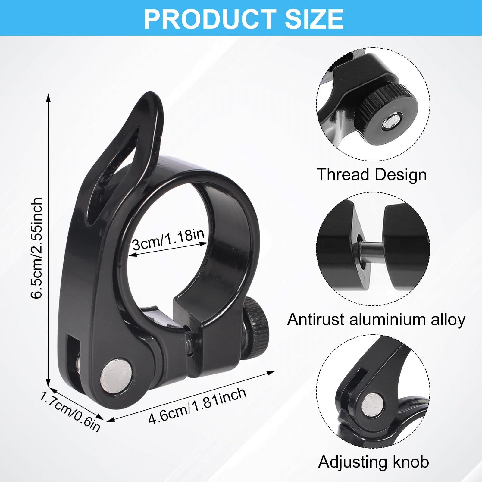 Homirty 2 Pièces Collier de Serrage pour Tige de Selle, Fixation de Tige de Selle pour