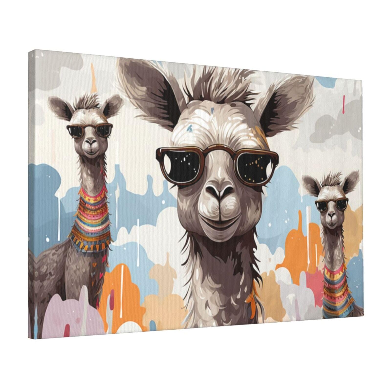 FodPand Canvas Wall Art for Living Room Wall Decor 16"x24" Modern Artwork Painting Pictures Hanging Canvas Prints Cute Giraffe Funny Aesthetic Wall Art for Bedroom Bathroom Office Wallart Decor