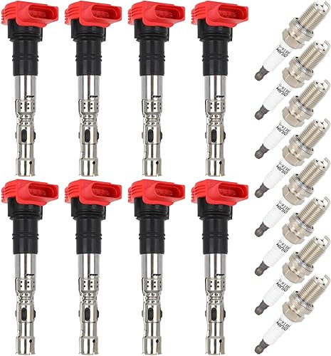ROADFAR 8 ignition coils with 8 iridium Spark Plugs A8 Allroad S4 4.2L V8 UF483 UF521 UF542