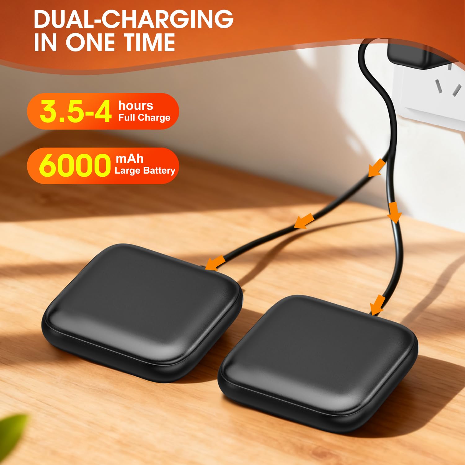 Hand Warmers Rechargeable 2 Pack - 6000mAh 3-Temp Fast Heating Electric Hand Warmers with LED Light, UL Certified Portable Pocket Heater, Hunting Essentials, Gifts for Christmas Men Women Teens(Black)