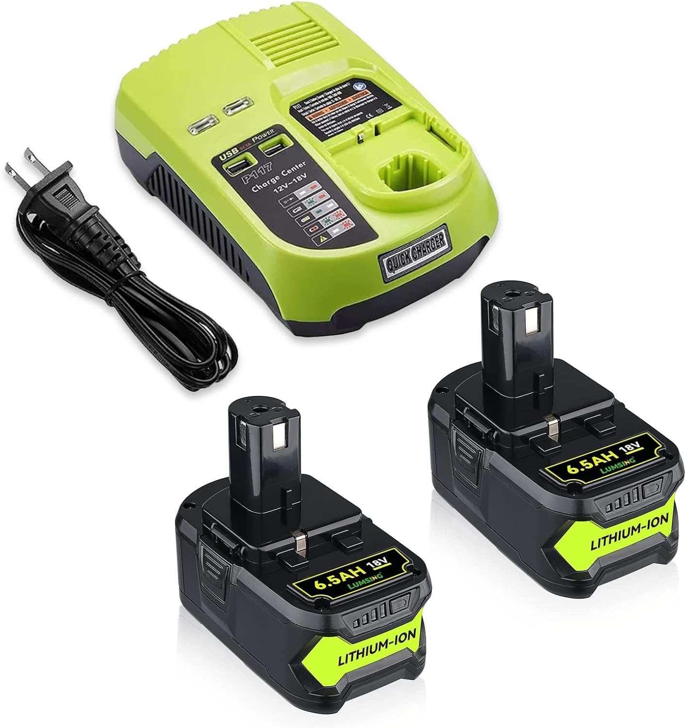 Upgraded 2Pack 6.5Ah 18V Batteries & Charger Combo for