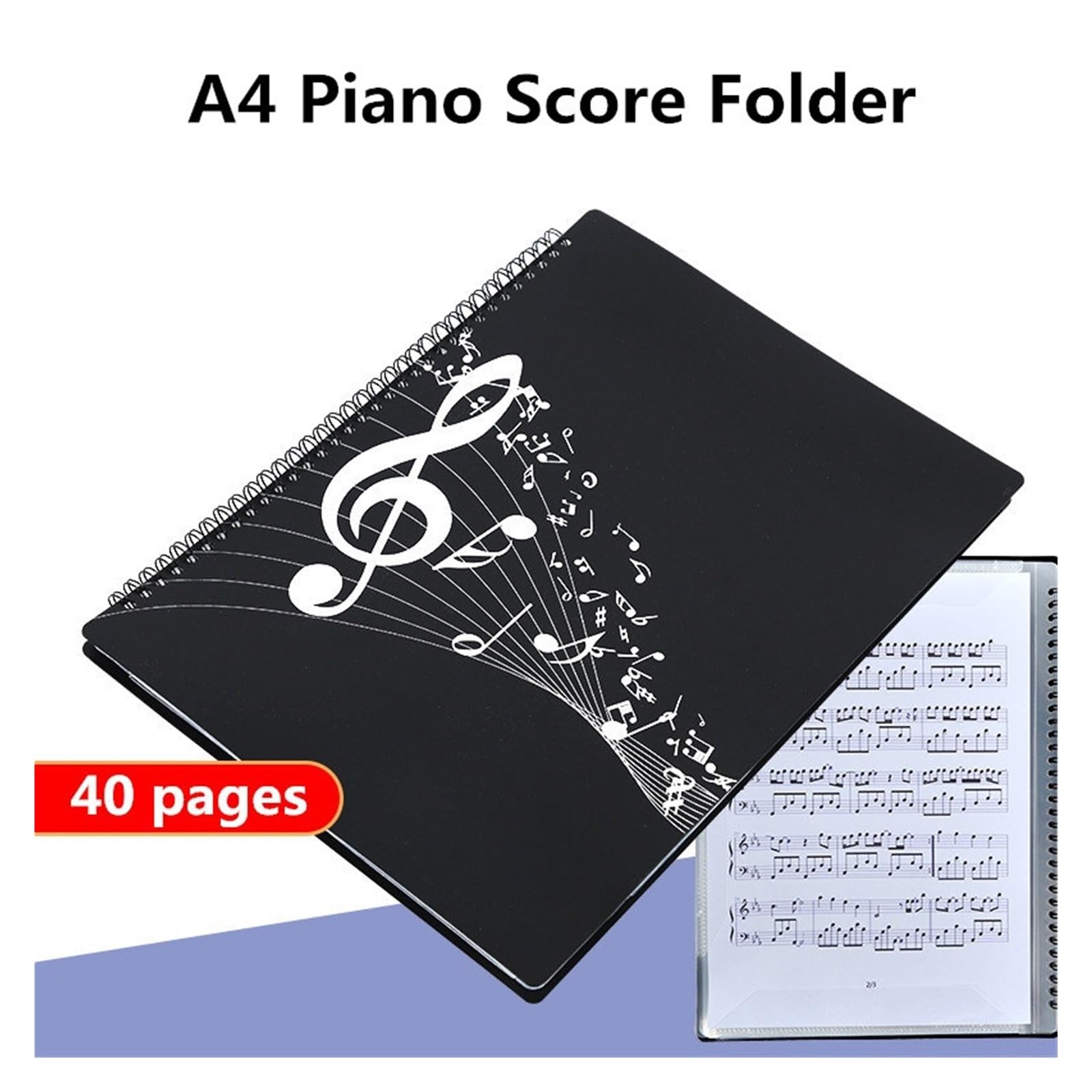 Music Sheet Chormappe Halter for Klaviernoten | A4-Mappe mit 40 Seiten zur Aufbewahrung von Blättern und Tasteninstrumenten(6 pages)