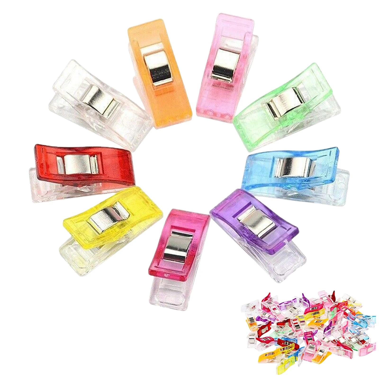 30-Pack Multi-Color Sewing Clips Set - Durable Plastic Quilting Crafting Clips for Fabric, Dressmaking, Crafting, and Hanging Objects with Measurement Markings