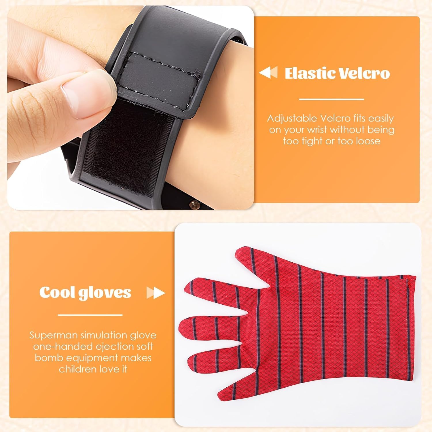 Tireur de Toile d'araignée, Spider Web Shooter Con Launcher Glove, Gant de Lancement pour Enfants, Effet Lumineux, Spider Web Launcher Cosplay Décoratifs pour Garçons et Filles