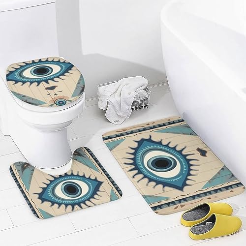 Miniatura 4 de Juego de 4 cortinas de ducha de baño, juegos de baño con alfombras (tapete de baño, forma de U y tapa de inodoro), juego de decoración de baño