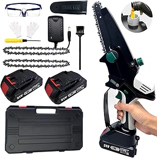 Mini Chainsaw Cordless, 21V Battery Chainsaw Mill, Upgraded 6inch Electric Chainsaw with 2 Rechargeable Batteries, Mini Chainsaw Cordless for Tree Pruning & Wood Cutting