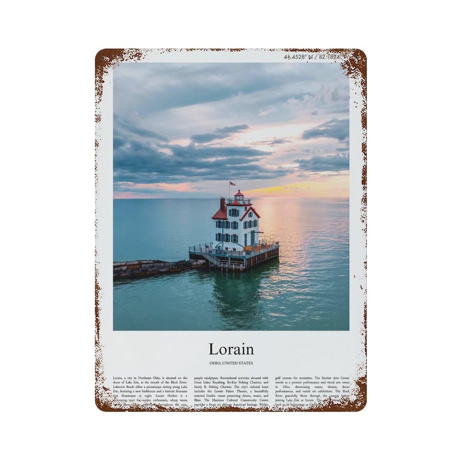 xiaoxiaoshen Lorain Ohio, United States, USA City Scenery Wall Decor Art Metal Tin Poster Modern Home Decor Art Home Bar Shop Decorations Vintage Sign 40x30cm