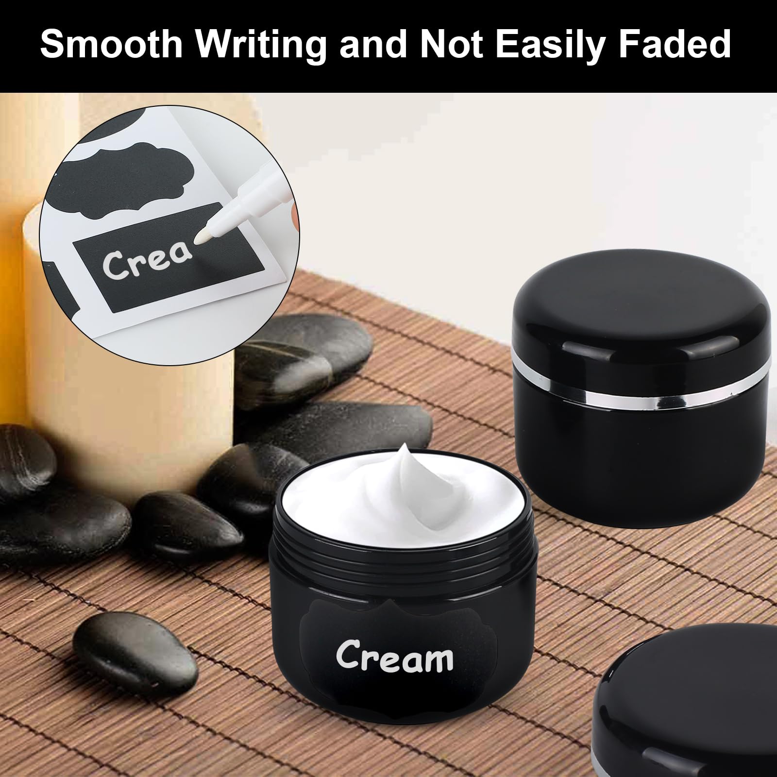 MirraSwit 15 Pcs 50ml Cosmetic Sample Jars, Plastic Refillable Travel Pots, Cosmetic Pots with Lids - Image 4