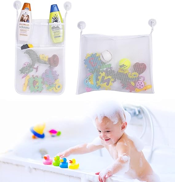Bath Toys Organizer & Toy Holder by Boxiki Kids. Mesh