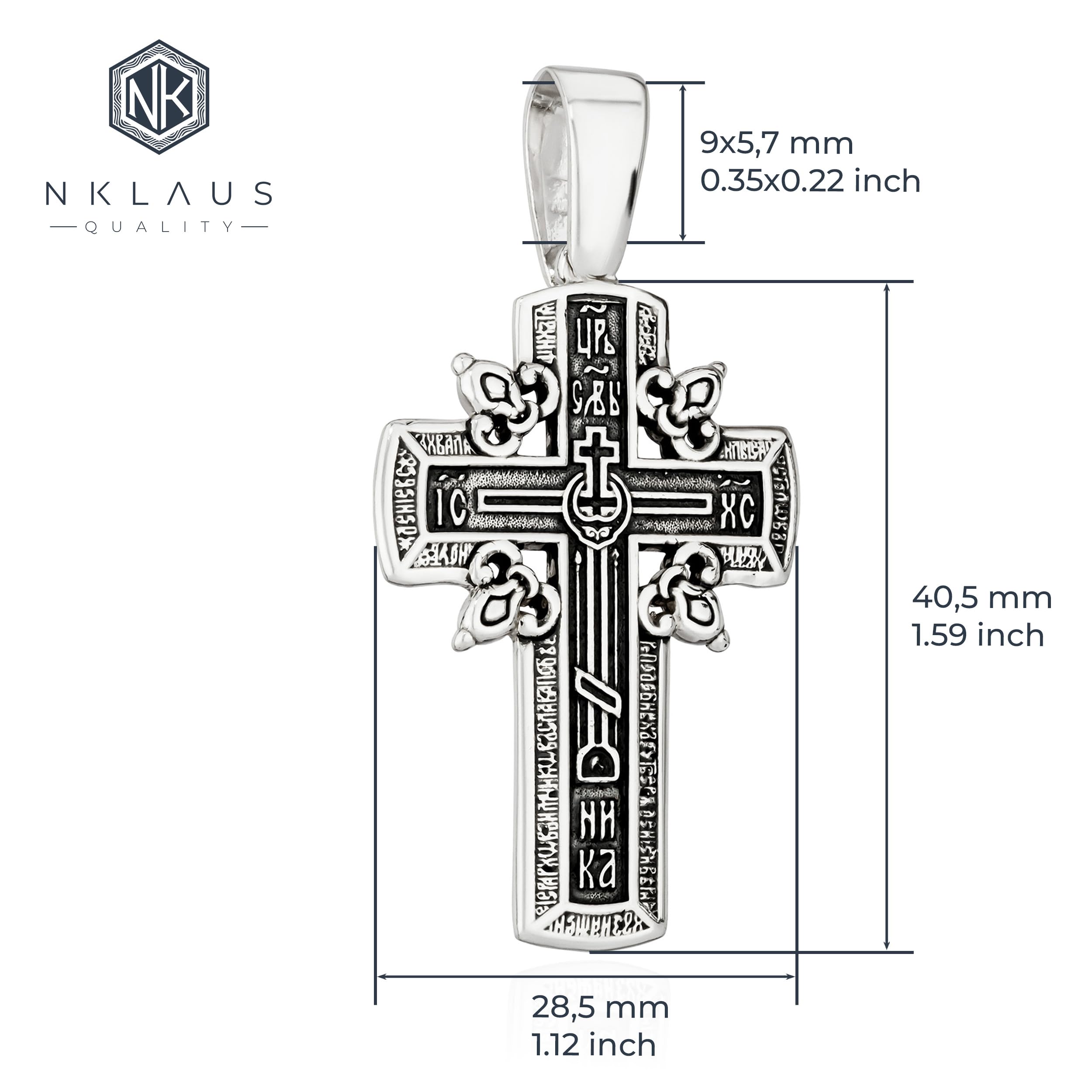 NKlaus Zawieszka do łańcuszka srebro 925 krzyż 40,5 mm x 28,5 mm boska aura elegancja w szczegółach 15534, Srebro