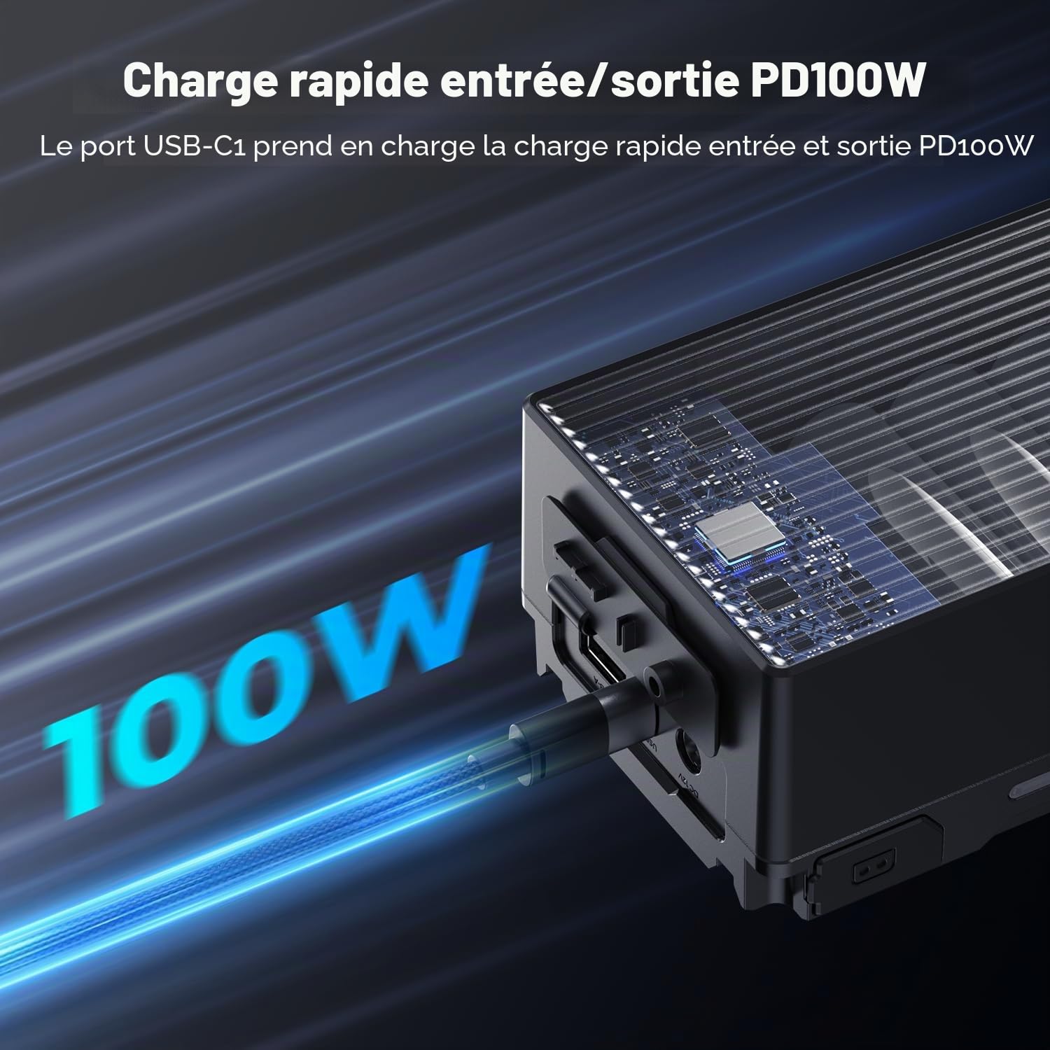 K&F CONCEPT 99Wh Batterie V Mount avec 100W Charge Rapide PD, 14.8V/6700mAh Mini Batterie V Lock avec DC/Double D-Tap/USB-C/USB-A/BP pour Camera, Caméscope, Moniteur Noir